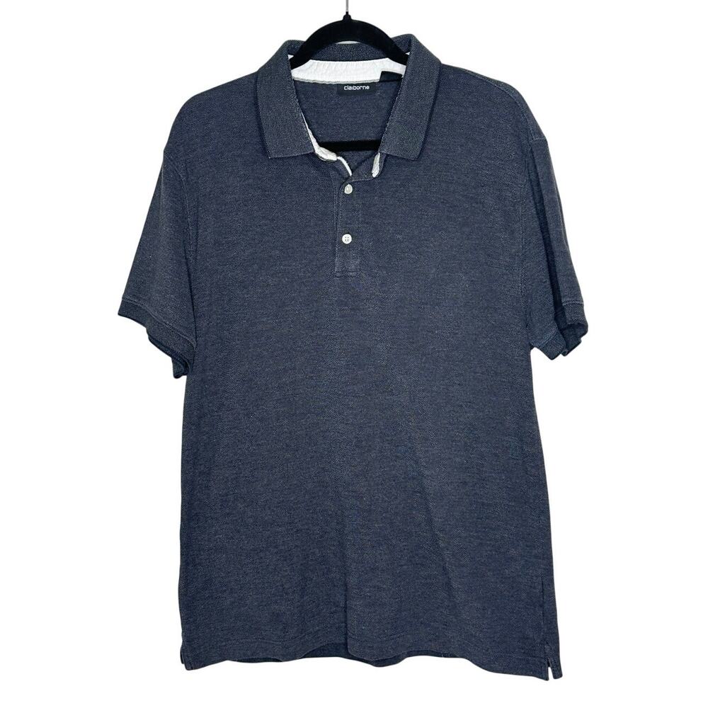 Claiborne Gray Short Sleeve Polo Shirt Cotton Blend Office Golf Breathable XL
